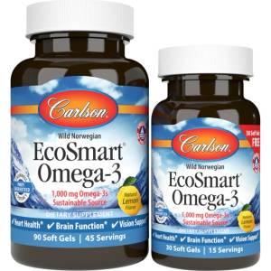 Carlson Labs EcoSmart Omega-3 1000 mg [90+30 Гел капсули] Лимон