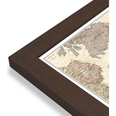 National Geographic Anglie a Wales - nástěnná mapa Executive 75 x 90 cm Varianta: mapa v dřevěném rámu, Provedení: Pegi skořice