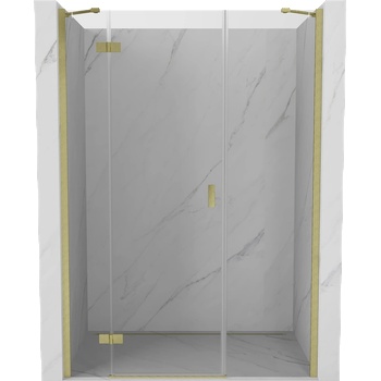 Mexen Mist-H лява душ кабина с отваряща се врата 140 cm, прозрачна, златиста четка - 8A5-140-001-55-00-L (8A5-140-001-55-00-L)