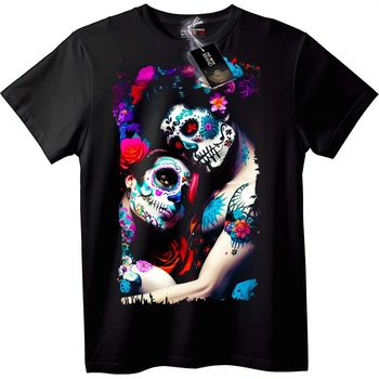 NOONEBRAND Тениска със захарни черепи и цветя - 2XL, White