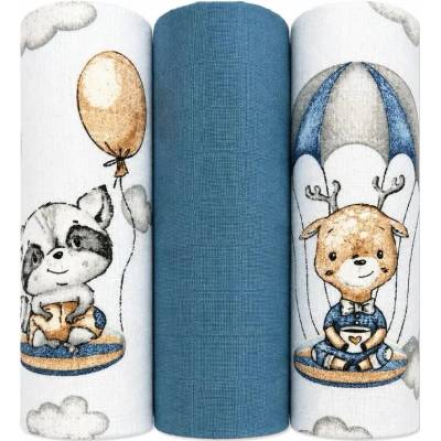 Baby Nellys Mušelínové DELUX Obloha 60 x 80 cm bílá jeans 3ks