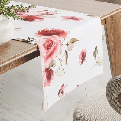 Biante Teflonový běhoun TF-023 Červené růže na bílém 35x120 cm