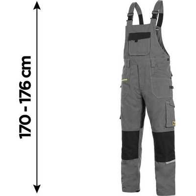 Canis CXS Stretch Pánské zahradníky zkrácené zkrácené kalhoty s laclem 170-176 cm šedá/černá – Zboží Dáma