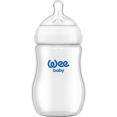 Wee Baby Бебешко стъклено шише Wee Baby - Natural, 250 ml (145)