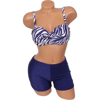 Image 1 of Дамски бански с боксер в тъмносиньо и бял принт