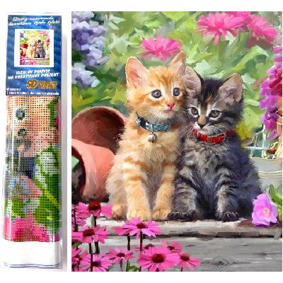 Norimpex - Puzzle Diamant painting: Kittens in the garden 30x40cm - 1 - 39 piese