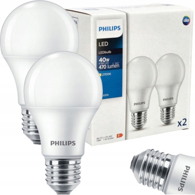 Philips 2x LED žiarovka E27 4,9 W 470lm 2700K