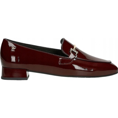 Bordové lakované dámské mokasíny na nízkém podpatku