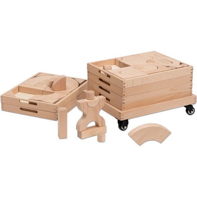 Betzold Drevený vozík s kockami Natur (set 2) 156 ks