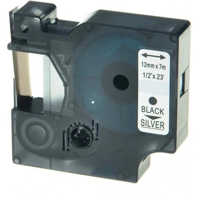 Compatible Съвместима лента с Dymo 45022, S0720620, 12mm x 7m черен печат / сребърен фон (45022)