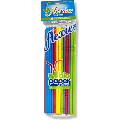 Flexies сламки, Био Хартиени, 5, 0мм х 220мм, 25 броя