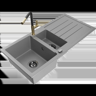 Andres гранитна мивка с 1, 5 отделения и отцедник и кухненски смесител (6515-71-670401-57-B)