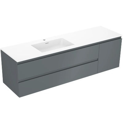 Mexen Orio шкаф за баня 160 cm с мивка Otis лява, 2S, 1D, графит мат/бял мат - 91A13-16047-3-BBFFF66-W18L01 (91A13-16047-3-BBFFF66-W18L01)