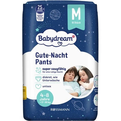 Babydream Noční plenkové 17-30 kg M 10 ks