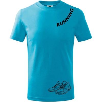 Running nápis šikmo tričko detské svetlý tyrkys