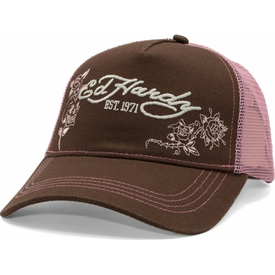 Ed Hardy Skull And Roses 5 Panel Trucker Cap