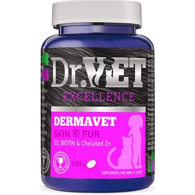 Dr.VET Excellence DERMAVET Koža & srsť 100 g 100 tabliet