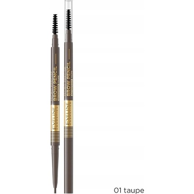 Eveline Cosmetics Micro Precise vodeodolná ceruzka na obočie s kefkou 2 v 1 01 Taupe 4 g