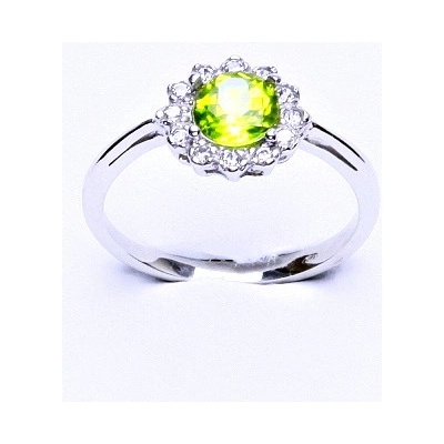 Čištín stříbrný přírodní olivín čiré zirkony T 1495