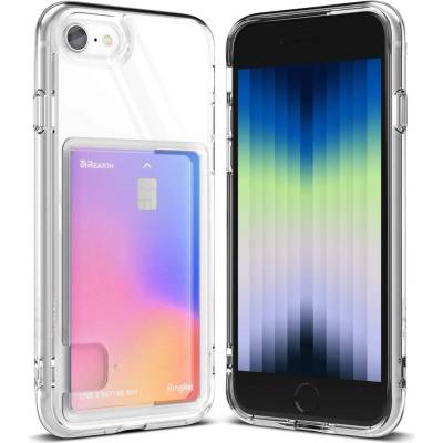 Ringke Fusion Card Case - хибриден удароустойчив кейс с джоб за кредитна карта за iPhone SE (2022), iPhone SE (2020), iPhone 8, iPhone 7 (прозрачен)