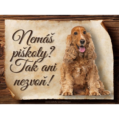 Sport hobby Cedulka Anglický kokršpaněl VI Piškoty CP1612 15 x 11 cm