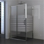 Inter Ceramic Правоъгълна душ кабина Inter Ceramic с плъзгаща се врата 140x80 см, гланцирана хром-бяла - прозрачна с линии (118/140NEW + ICS 111/31/80)