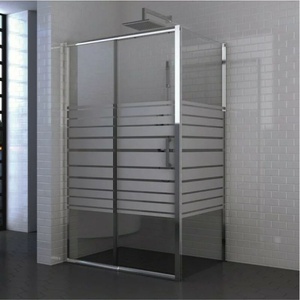 Inter Ceramic Правоъгълна душ кабина Inter Ceramic с плъзгаща се врата 140x80 см, гланцирана хром-бяла - прозрачна с линии (118/140NEW + ICS 111/31/80)
