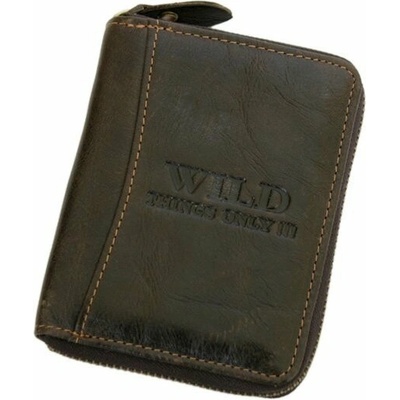 Tmavěhnědá celozipová kožená peněženka Wild Things Only 5508