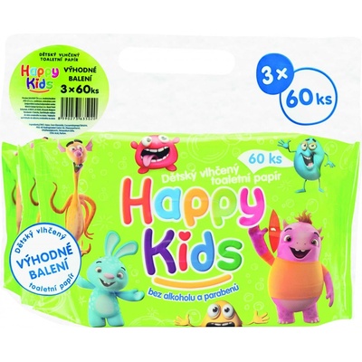 Happy Kids detský vlhčený 3 x 60 ks
