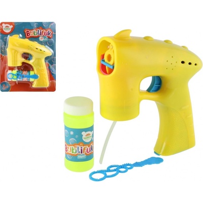 Teddies Bublifuk pistole plast 13cm a náplň na baterie Žlutá