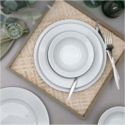 Asir Jídelní sada bílá porcelán 719KTP9773 18 ks
