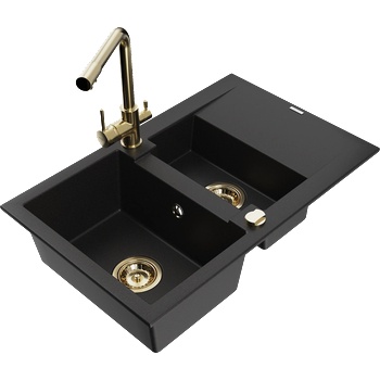 Mexen Gaspar гранитна мивка 1, 5-камерна с отцедник и кухненски смесител Duero, (6507-77-671600-50)