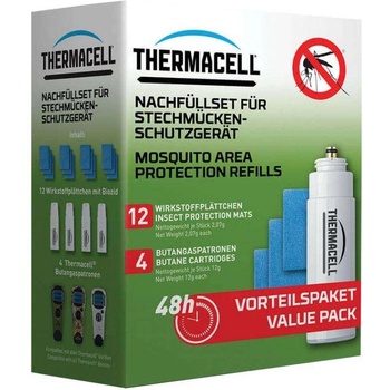 ThermaCELL КОМПЛЕКТ ЗА ДИШАНЕ - 48 ЧАСА - Газов пълнител + хартиена кърпа за алармата за комари на Thermacell - САЩ THERMACELL R-4 - (vmb_05195)