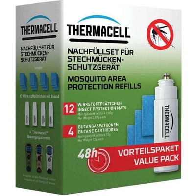 ThermaCELL КОМПЛЕКТ ЗА ДИШАНЕ - 48 ЧАСА - Газов пълнител + хартиена кърпа за алармата за комари на Thermacell - САЩ THERMACELL R-4 - (vmb_05195)