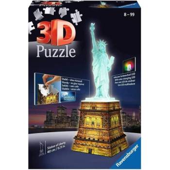 Ravensburger 3D пъзел Ravensburger от 120 части - Статуята на Свободата през нощта, светещ (12596)