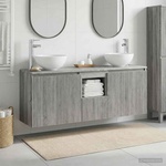 vidaXL Комплект шкафове за баня 3 бр. Сив Сонома 129 x 35 x 80 см (3405623)