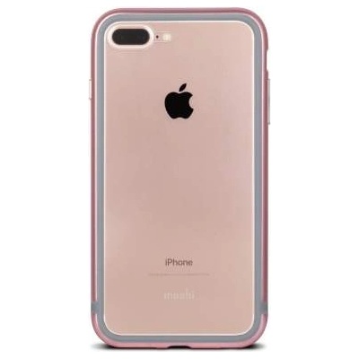 Moshi Luxe Bumper Case - метален бъмпер и покритие за задната част за iPhone 8 Plus, iPhone 7 Plus (розово злато)