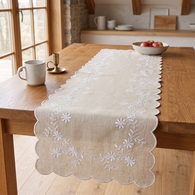 Raebel Vyšívaný behúň 5911 natura Polyester 40x140 cm