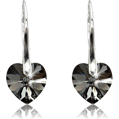 Swarovski Elements Heart krystal stříbrné visací černo šedé srdce srdíčka 39003.4 Silver Night černá šedá duhová