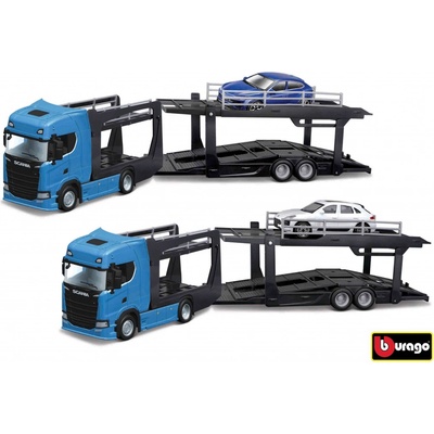 Bburago Kamion Multicar Carrier Scania 770S Black + Lamborghini Urus 1:43