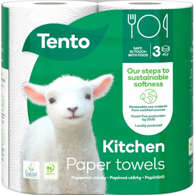 Tento Kitchen Innovations kuchyňské papírové utěrky 3vrstvé 2× 17 m 2 role