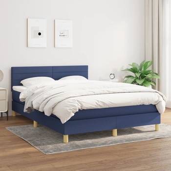 vidaXL Боксспринг легло с матрак, синьо, 140x190 см, плат (3140695)