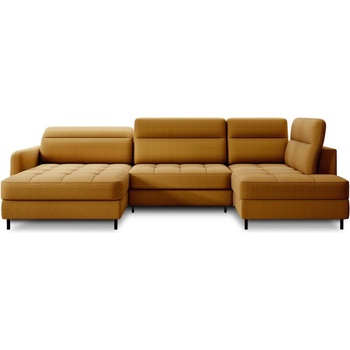 Eltap Жълт кадифен разтегателен ъглов диван с място за съхранение (десен ъгъл U форма) Berrto - ELTAP (CO-BER-LT-45MAN)