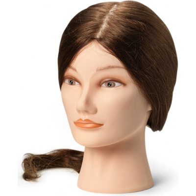 BraveHead 9861 Female Long Dark Brown cvičná hlava 100% ľudské vlasy 45 50 cm