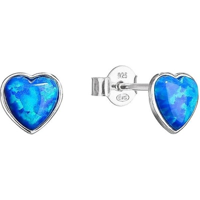 Pavona stříbrné pecky se syntetickým opálem modré srdce 11337.3 Blue s. Opal