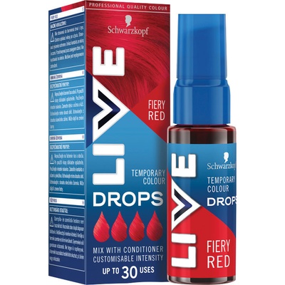 Schwarzkopf LIVE Drops zmývateľný farebný tieň Fiery Red 30 ml