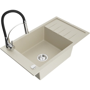 Mexen Elias гранитна мивка с 1 камера с отцедник и кухненски смесител Aster, (6511-69-73450-07)