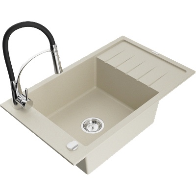 Mexen Elias гранитна мивка с 1 камера с отцедник и кухненски смесител Aster, (6511-69-73450-07)