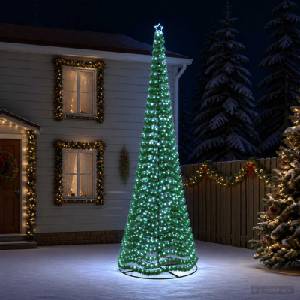 vidaXL LED коледна елха с ламе и основа EKENAS 500 см (42056542)