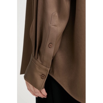 Filippa K Риза Filippa K дамска в кафяво със свободна кройка с класическа яка 31633 (31633.FK)